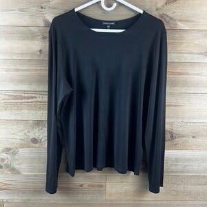 Eileen Fisher Womens Shirt Long Sleeve Silk Black Quiet Luxury Minimalist XL